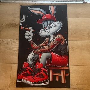 Bugs Bunny Canvas Art with Red Accents & Jordan 4s on ! ♥️